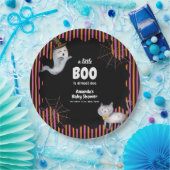 Modern Little Boo Ghost Cat Baby Shower  ペーパープレート (パーティー)