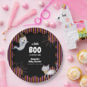 Modern Little Boo Ghost Cat Baby Shower  ペーパープレート (パーティー)