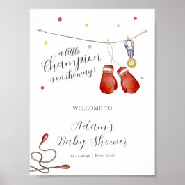 Modern Little Champion Boxing Baby Shower Welcome ポスター