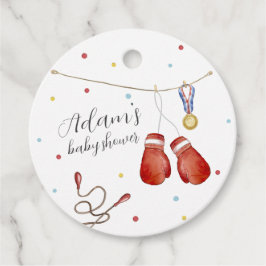 Modern Little Champion Boxing Sport Baby Shower フェイバータグ