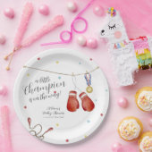 Modern Little Champion Boxing Sport Baby Shower ペーパープレート (パーティー)
