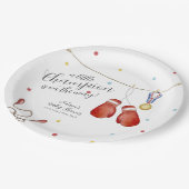 Modern Little Champion Boxing Sport Baby Shower ペーパープレート (アングル)