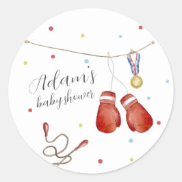 Modern Little Champion Boxing Sport Baby Shower ラウンドシール