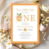 Modern Little Cutie Orange Citrus 1st Birthday 招待状