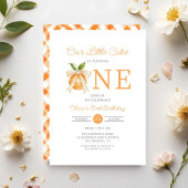 Modern Little Cutie Orange Citrus 1st Birthday 招待状