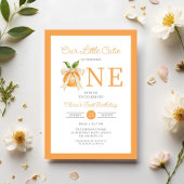 Modern Little Cutie Orange Citrus 1st Birthday 招待状