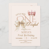 Modern Little Miss ONEderful First 1st Birthday 招待状 (正面/裏面)