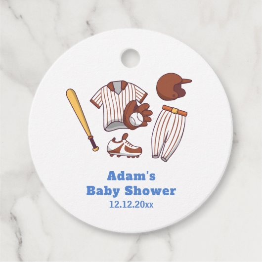 Modern Little Slugger Baseball Sport Baby Shower フェイバータグ (正面)