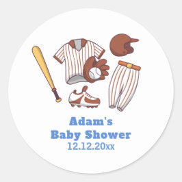 Modern Little Slugger Baseball Sport Baby Shower  ラウンドシール