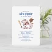 Modern Little Slugger Baseball Sport Baby Shower 招待状 (スタンド正面)