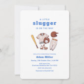 Modern Little Slugger Baseball Sport Baby Shower 招待状 (正面)