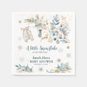 Modern Little Snowflake Clothesline Baby Shower スタンダードカクテルナプキン (正面)