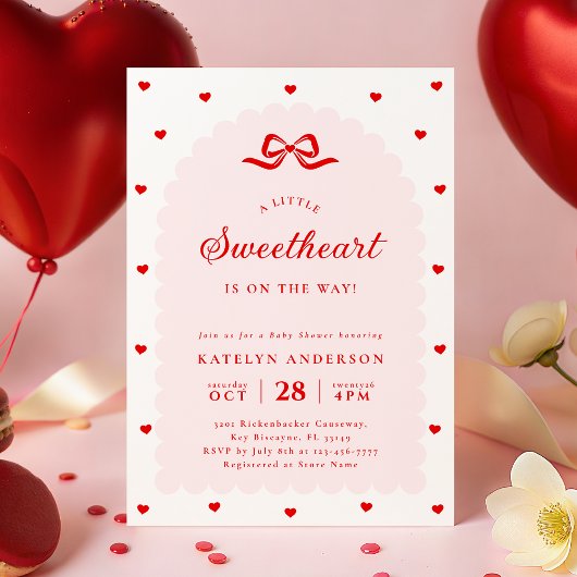Modern Little Sweetheart Baby Shower Invitation 招待状