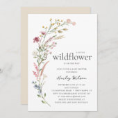 Modern Little Wildflower Baby Shower Invitation 招待状 (正面/裏面)