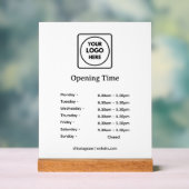 Modern Logo | Custom Business Opening Hours Sign アクリルサイン (ニュートラル)