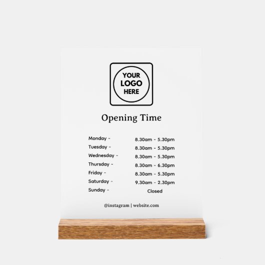 Modern Logo | Custom Business Opening Hours Sign アクリルサイン (正面)