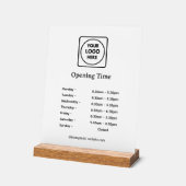 Modern Logo | Custom Business Opening Hours Sign アクリルサイン (傾斜)