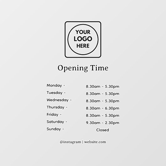 Modern Logo | Custom Business Opening Hours Sign ウィンドウサイン (シート)