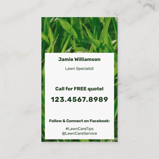 Modern Logo List QR Call to Action Lawn Care 名刺 (裏面)