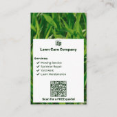 Modern Logo List QR Call to Action Lawn Care 名刺 (正面)