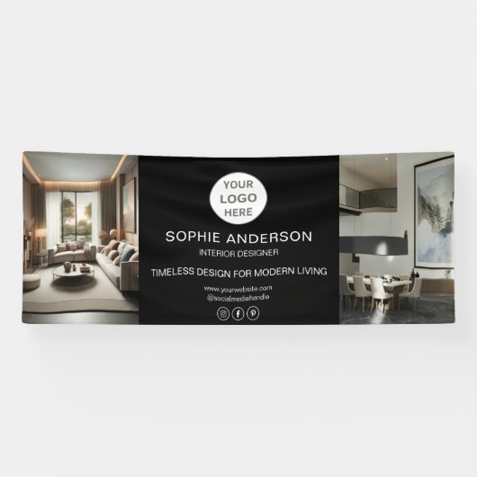 Modern Logo Photo Black Professional Business 横断幕 (横)