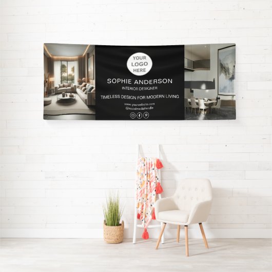 Modern Logo Photo Black Professional Business 横断幕 (インサイチュ)