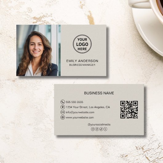 Modern Logo Photo QR Social Media Professional 名刺