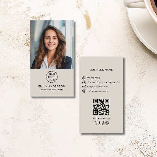 Modern Logo Photo QR Social Media Professional 名刺