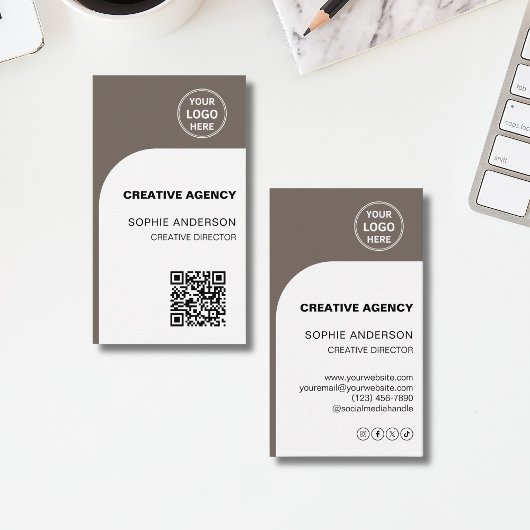 Modern Logo QR Creative Agency 名刺