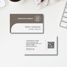 Modern Logo QR Social Media Creative Agency  名刺