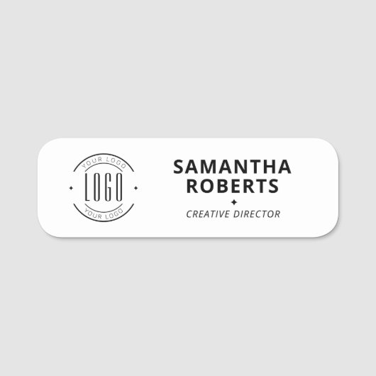 Modern logo simple employee magnetic safety pin 名札 (正面)