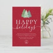 Modern Logo Watercolor Christmas Tree Red Business シーズンカード (スタンド正面)