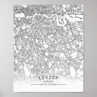 Modern London, England Street Map ポスター