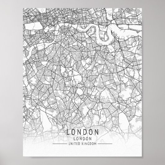 Modern London, England Street Map ポスター (正面)