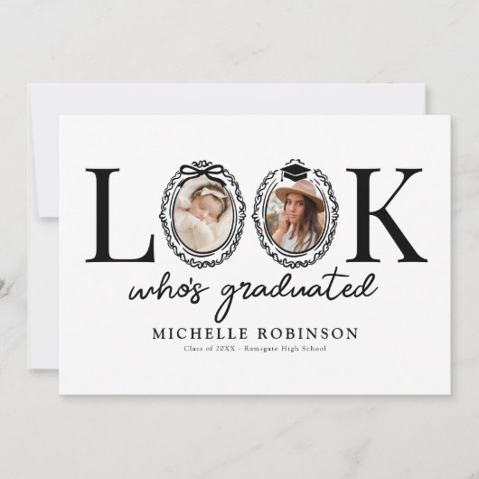 Modern Look Whos Graduated Photo 案内状 (正面)