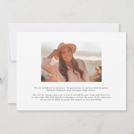 Modern Look Whos Graduated Photo 案内状 (裏面)