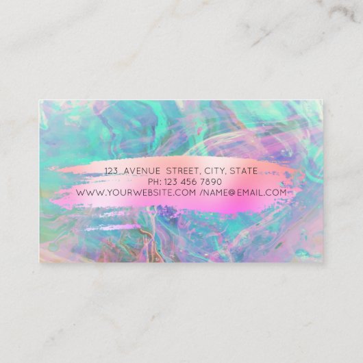 Modern Lotus Mandala Brush Stroke Opal Business 名刺 (裏面)