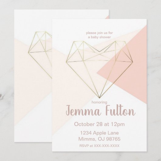 Modern Love Baby Shower Invitation – Abstract 招待状 (正面/裏面)