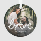 Modern Love Bow Typography Couple Custom Photo オーナメント (裏面)