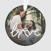Modern Love Bow Typography Couple Custom Photo オーナメント (正面)