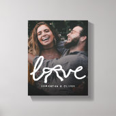 Modern Love Bow Typography Couple Custom Photo キャンバスプリント (正面)