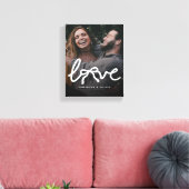 Modern Love Bow Typography Couple Custom Photo キャンバスプリント (インサイチュ (リビング))