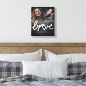 Modern Love Bow Typography Couple Custom Photo キャンバスプリント (インサイチュ (寝室))