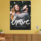 Modern Love Bow Typography Couple Custom Photo キャンバスプリント (インサイチュ (リビング))