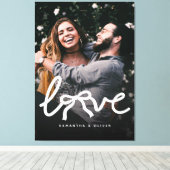 Modern Love Bow Typography Couple Custom Photo キャンバスプリント (インサイチュ (ウッドフロア))