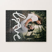 Modern Love Bow Typography Couple Custom Photo ジグソーパズル (横)
