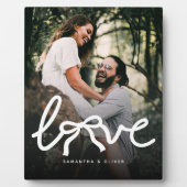 Modern Love Bow Typography Couple Custom Photo フォトプラーク (正面)