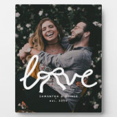 Modern Love Bow Typography Couple Custom Photo フォトプラーク (正面)