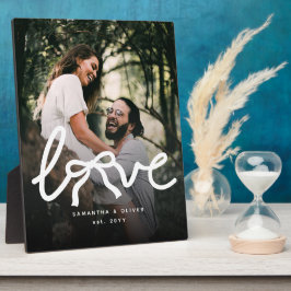 Modern Love Bow Typography Couple Custom Photo フォトプラーク