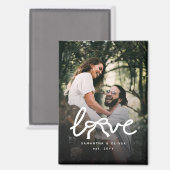 Modern Love Bow Typography Couple Custom Photo マグネット (正面/裏面)